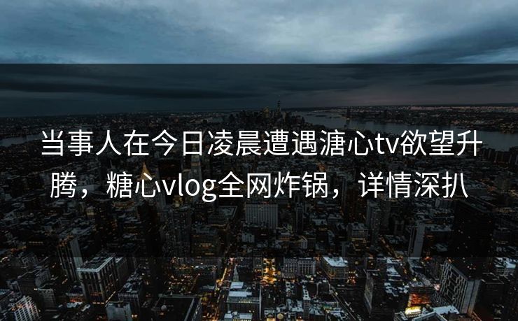 当事人在今日凌晨遭遇溏心tv欲望升腾,糖心vlog全网炸锅,详情深扒 当事人在今日凌晨遭遇溏心tv欲望升腾,糖心vlog全网炸锅,详情深扒