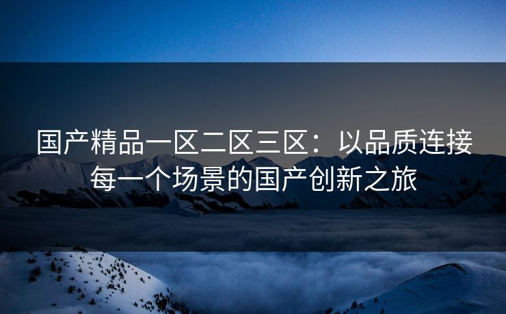 国产精品一区二区三区：以品质连接每一个场景的国产创新之旅