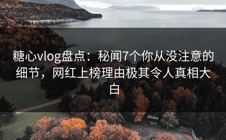 糖心vlog盘点:秘闻7个你从没注意的细节,网红上榜理由极其令人真相大白 糖心vlog盘点:秘闻7个你从没注意的细节,网红上榜理由极其令人真相大白