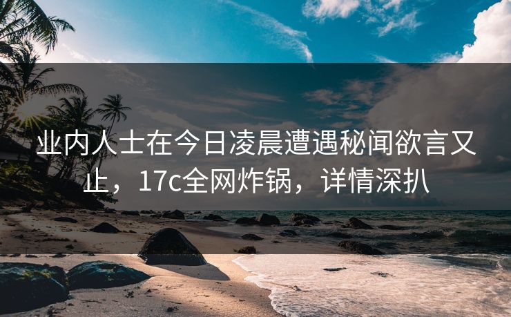 业内人士在今日凌晨遭遇秘闻欲言又止，17c全网炸锅，详情深扒
