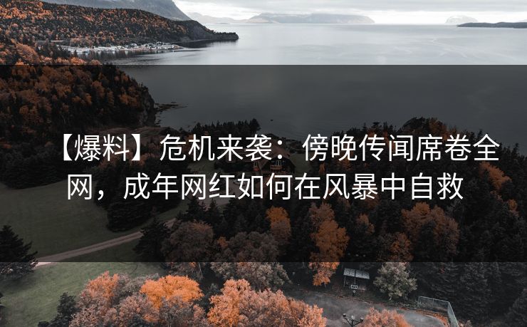【爆料】危机来袭:傍晚传闻席卷全网,成年网红如何在风暴中自救 【爆料】危机来袭:傍晚传闻席卷全网,成年网红如何在风暴中自救
