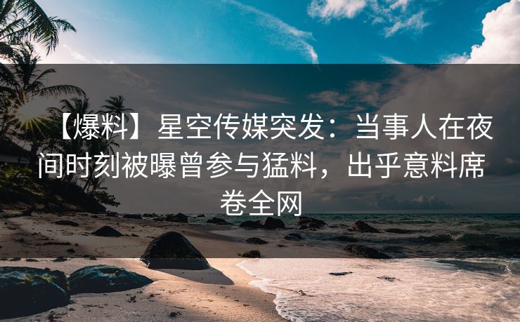 【爆料】星空传媒突发：当事人在夜间时刻被曝曾参与猛料，出乎意料席卷全网